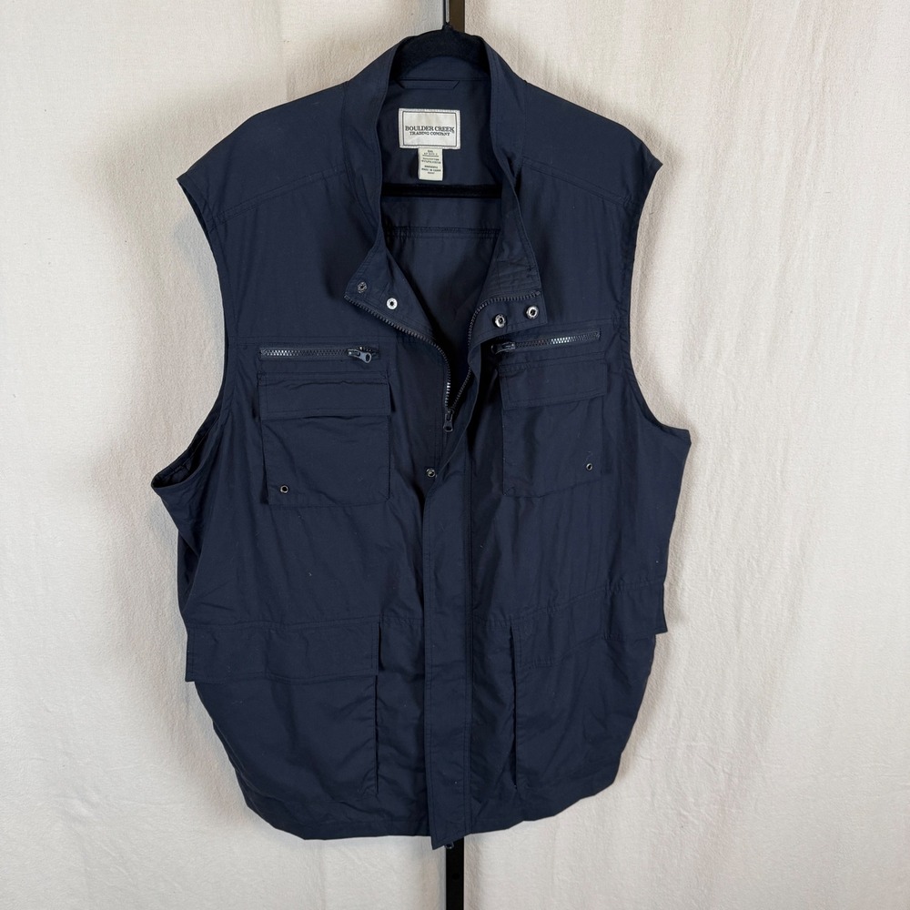 Boulder Creek Trading Company Mens 3XL Navy Blue Utility Fishing Cargo‎ Vest